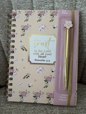 Floral Faith Journal with Gold Flower Pen - Pink